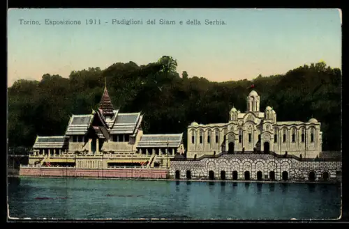 AK Torino, Esposizione 1911, Padiglione del Siam e della Serbia, Ausstellung
