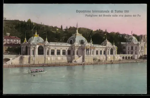 AK Torino, Esposizione Internazionale 1911, Padiglione del Brasile sulla riva destra del Po