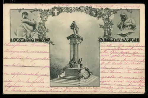 AK Torino, Monumento Vittorio Emanuele II. 1899