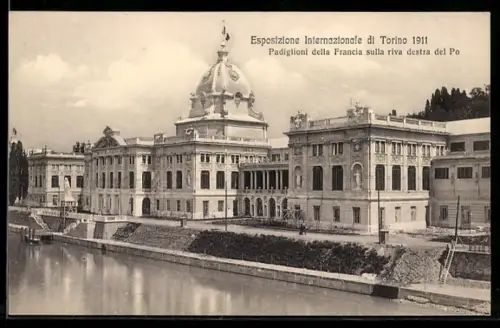 AK Torino, Esposizione Internazionale 1911, Padiglione della Francia sulla riva destra del Po