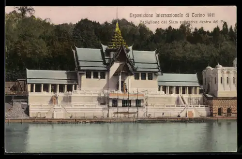 AK Torino, Esposizione Internazionale 1911, Padiglione del Siam sulla riva destra del Po, Ausstellung