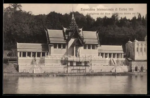 AK Torino, Esposizione Internazionale 1911, Padiglione del Siam sulla riva destra del Po, Ausstellung