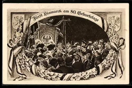 AK Fürst Bismarck am 80. Geburtstage mit Gratulanten