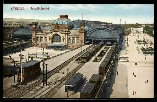 AK Dresden, Hauptbahnhof, Strassenbahn