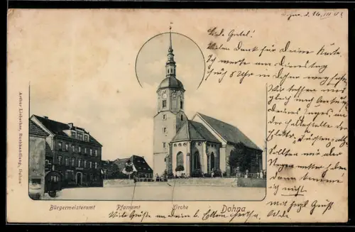 AK Dohna, Bürgermeisteramt, Pfarramt, Kirche