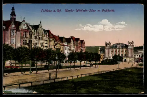 AK Coblenz a. Rh., Kaiser-Wilhelm-Ring mit Festhalle