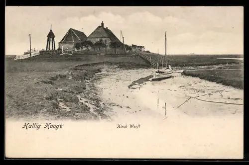AK Hallig Hooge, Kirchwarft, Panorama