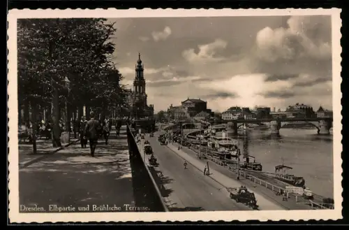 AK Dresden, Elbpartie und Brühlsche Terrasse