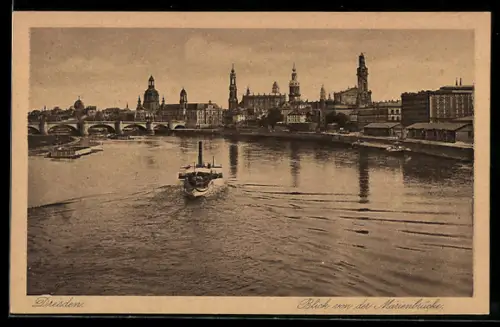 AK Dresden, Blick von der Marienbrücke, Elbpanorama