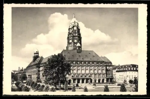 AK Dresden, Neues Rathaus aus der Vogelschau
