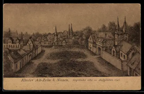 Künstler-AK Alt-Zella b. Nossen, Kloster Alt-Zella, Gesamtansicht