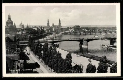 AK Dresden, Brühlsche Terrassen mit Brücken
