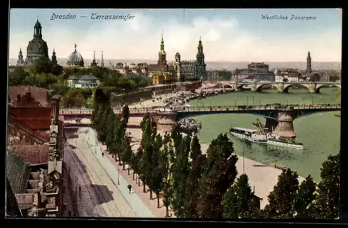 AK Dresden, Terrassenufer, Westliches Panorama