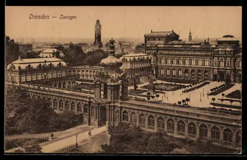 AK Dresden, Zwinger aus der Vogelschau