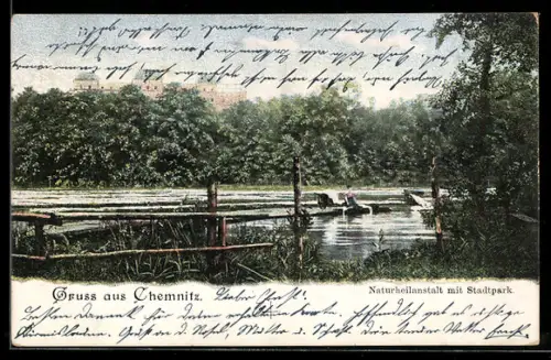 AK Chemnitz, Naturheilanstalt mit Stadtpark, Gewässer