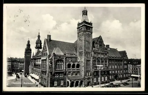 AK Chemnitz, Rathaus aus der Vogelschau