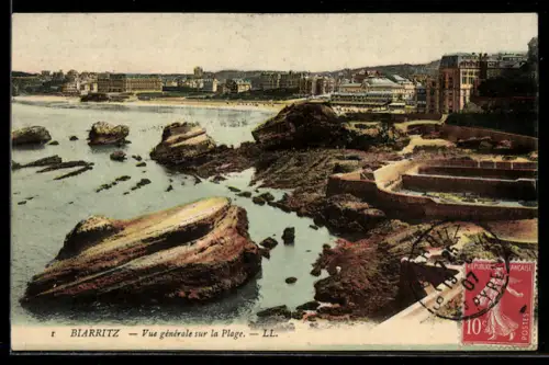 AK Biarritz, Vue générale sur la Plage