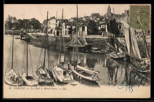 AK Pornic, Le Port à Marée basse