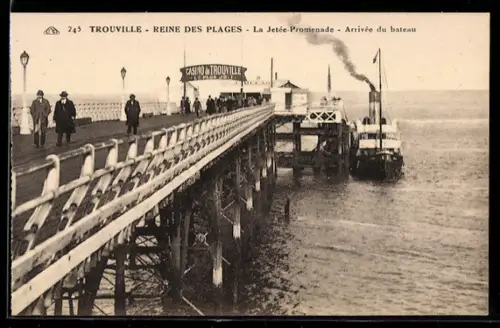 AK Trouville, La Jetée-Promenade, Arrivée du bateau