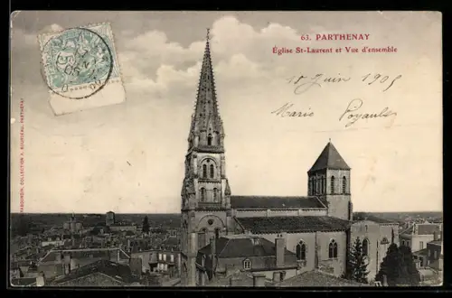 AK Parthenay, Église St-Laurent et Vue d`ensemble