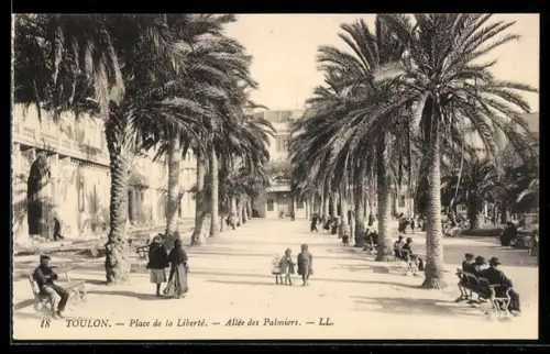 AK Toulon, Place de la Liberté, Allée des Palmiers