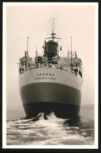 Fotografie Norwegisches Frachtschiff Jagona aus Sandefjord, Heckansicht