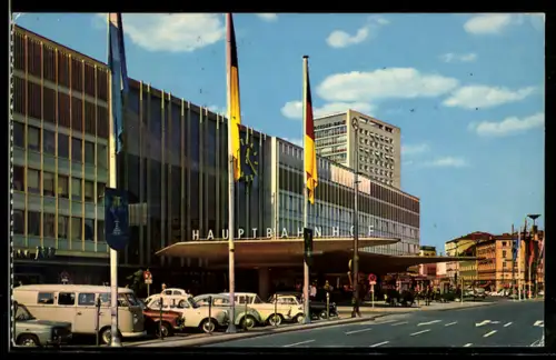 AK München, Hauptbahnhof mit Strassenpartie
