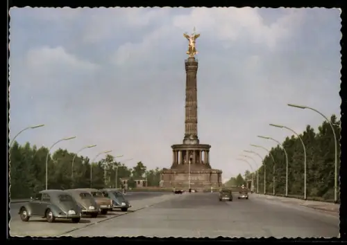 AK Berlin, Siegessäule mit Strassenpartie