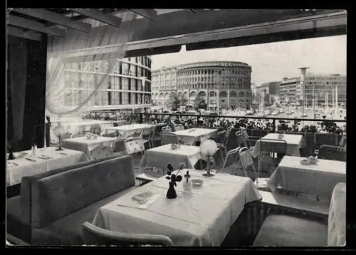 AK Berlin-Charlottenburg, Romanisches Café im Europa-Center, Blick auf Gedächtniskirche und Breitscheidplatz