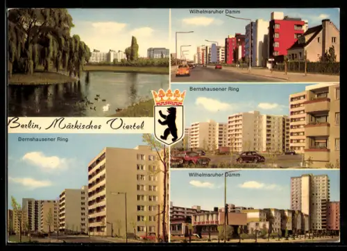 AK Berlin, Märkisches Viertel mit Wilhelmsruher Damm und Bernshausener Ring