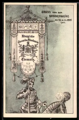 AK Chemnitz, Königliche Gewerbe-Akademie, Bannerweihe 1905