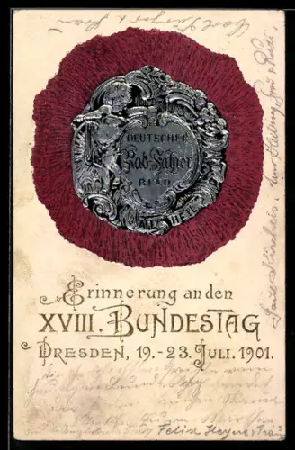 AK Dresden, XVIII. Bundestag vom Deutschen Radfahrer-Bund 1901, Fahrrad