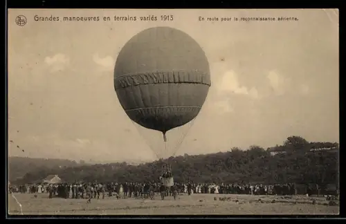 AK Fessel-Ballon der belgischen Armee beim Start