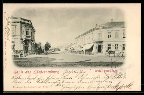 AK Klosterneuburg, Partie in der Weidlingerstrasse mit Kutsche