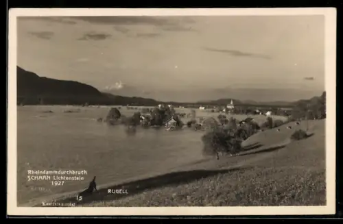 AK Schaan, Rheindammdurchbruch im Jahr 1927, Hochwasser
