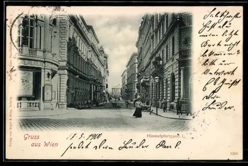 AK Wien, Partie in der Himmelpfortgasse 1 mit Hotel