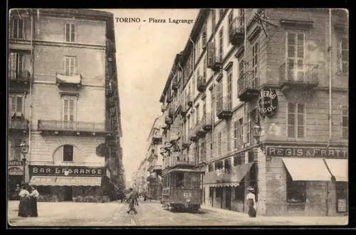 AK Torino, Piazza Lagrange, Strassenbahn