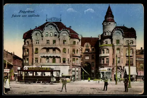 AK Nagyvárad, Fekete sas szálloda, Strassenbahn