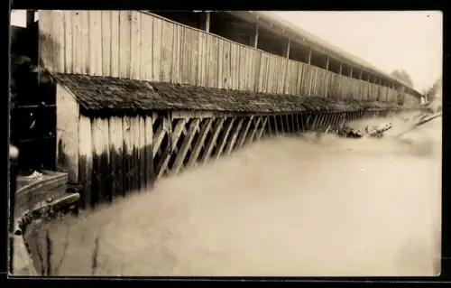 AK Schaan, Ortspartie unter Wasser, Hochwasser