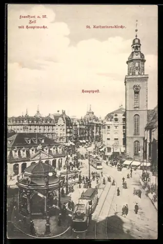 AK Frankfurt a. M., Strassenbahn auf der Zeil