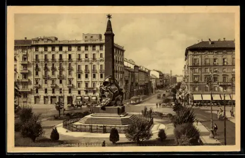 AK Milano, Monumento delle Cinque Giornate, Strassenbahn