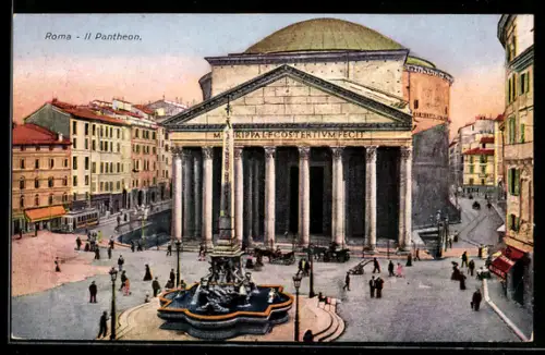 AK Roma, Il Pantheon, Strassenbahn