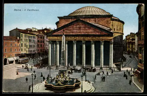 AK Roma, Il Pantheon, Strassenbahn