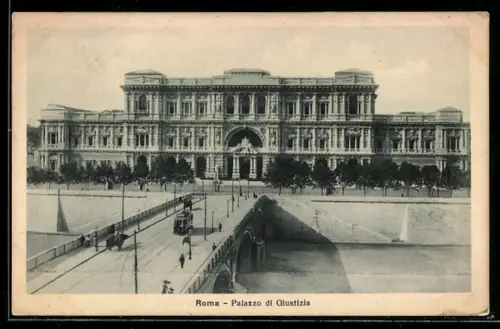 AK Roma, Palazzo di Giustizia, Strassenbahn, Brücke