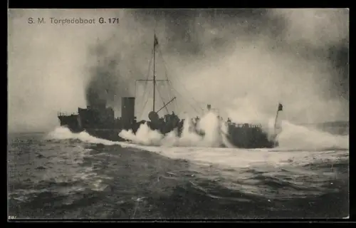 AK Torpedoboot G-171 Höchstgeschwindigkeit fahrend, Kriegsschiff
