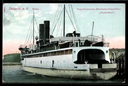 AK Fährschiff Deutschland im Hafen von Sassnitz a. Rügen