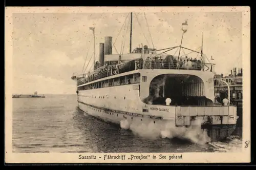 AK Fährschiff Preussen verlässt den Hafen von Sassnitz