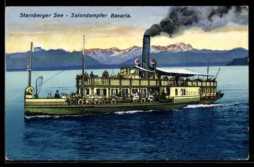 AK Raddampfer Bavaria in Fahrt auf dem Starnberger See