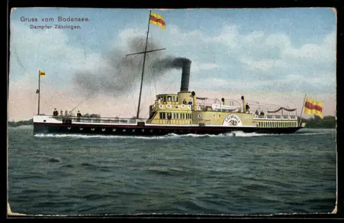 AK Dampfer Zähringen in voller Fahrt auf dem Bodensee
