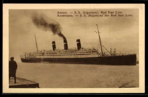 AK Passagierschiff Belgenland der Red Star Line im Hafen von Antwerpen